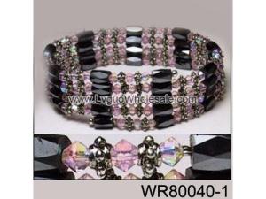 36inch Pink Glass ,Alloy,Magnetic Wrap Bracelet Necklace All in One Set